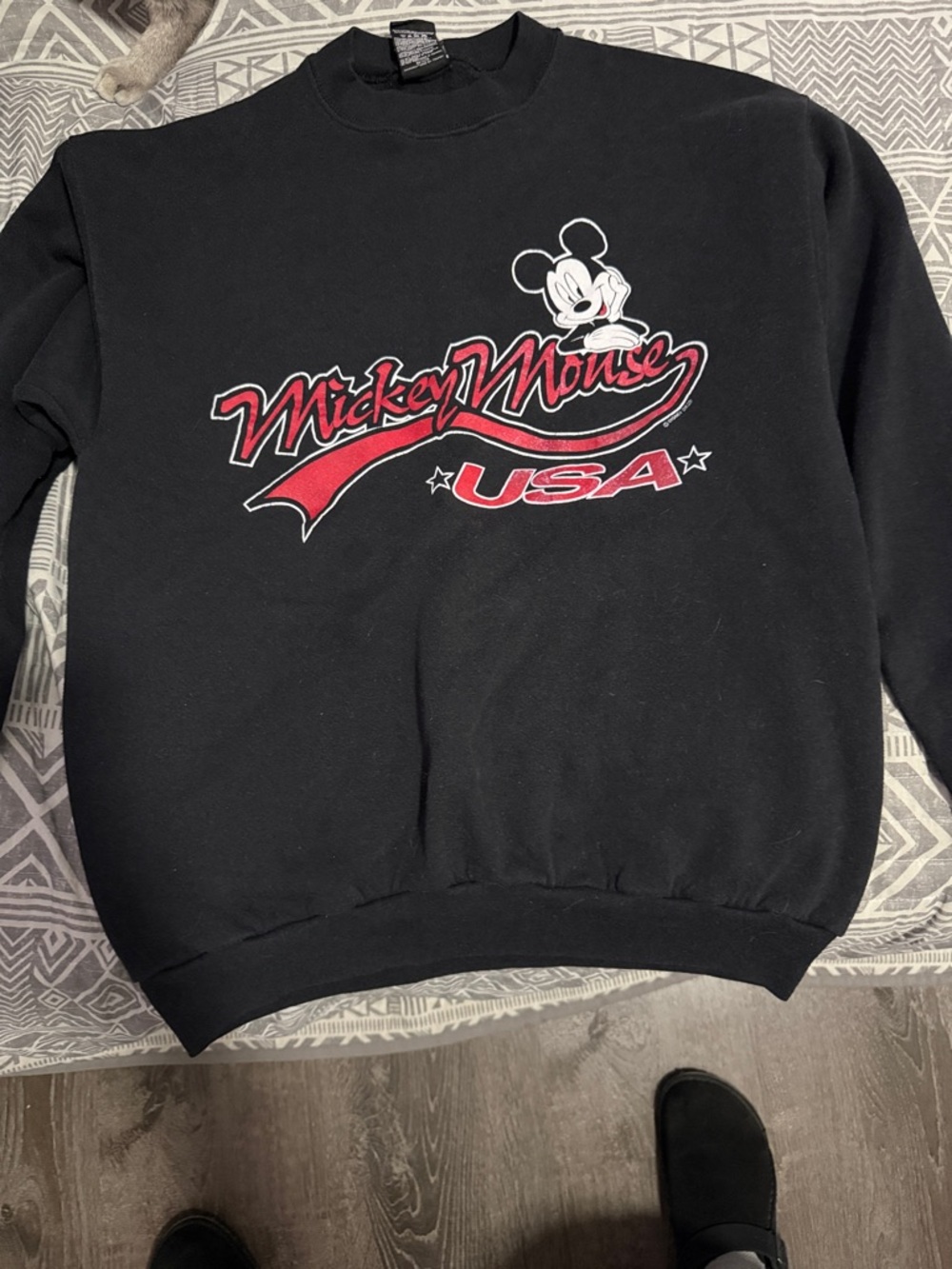 Mickey Mouse USA Graphic Crewneck Sweatshirt - Black